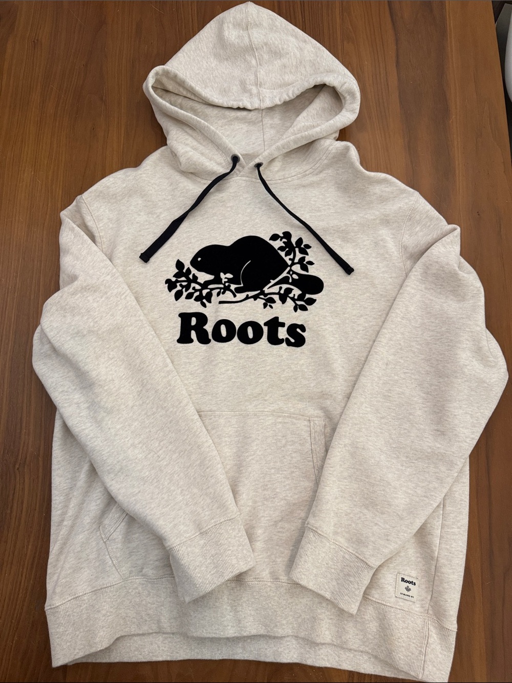 Roots Light Heather Gray Hoodie with Black Logo